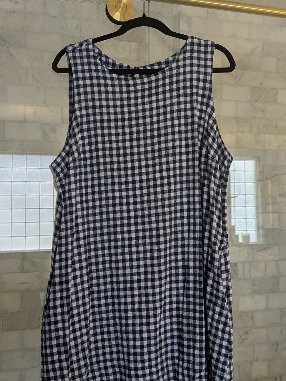 Old Navy Sleeveless Navy and White Gingham Women's Shift Dress